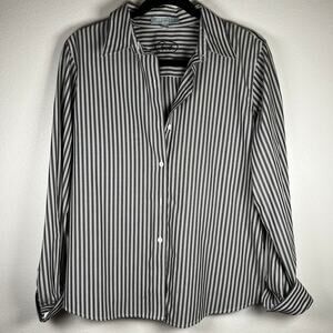 Foxcroft non-iron fitted Women's pinstriped long sleeve button down shirt
